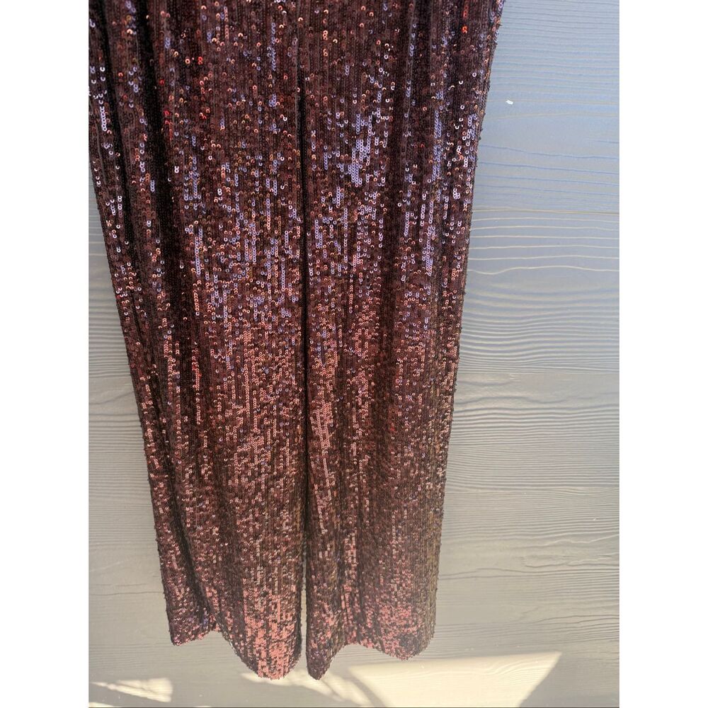 Express high waisted sequin chocolate brown trousers - Picture 4 of 6